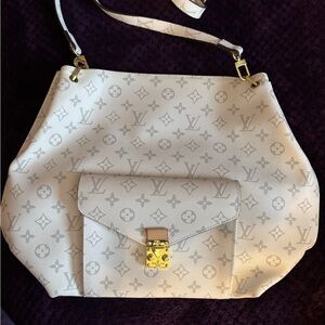 White and Grey Monogram Shoulder Bag. Never used with dust bag